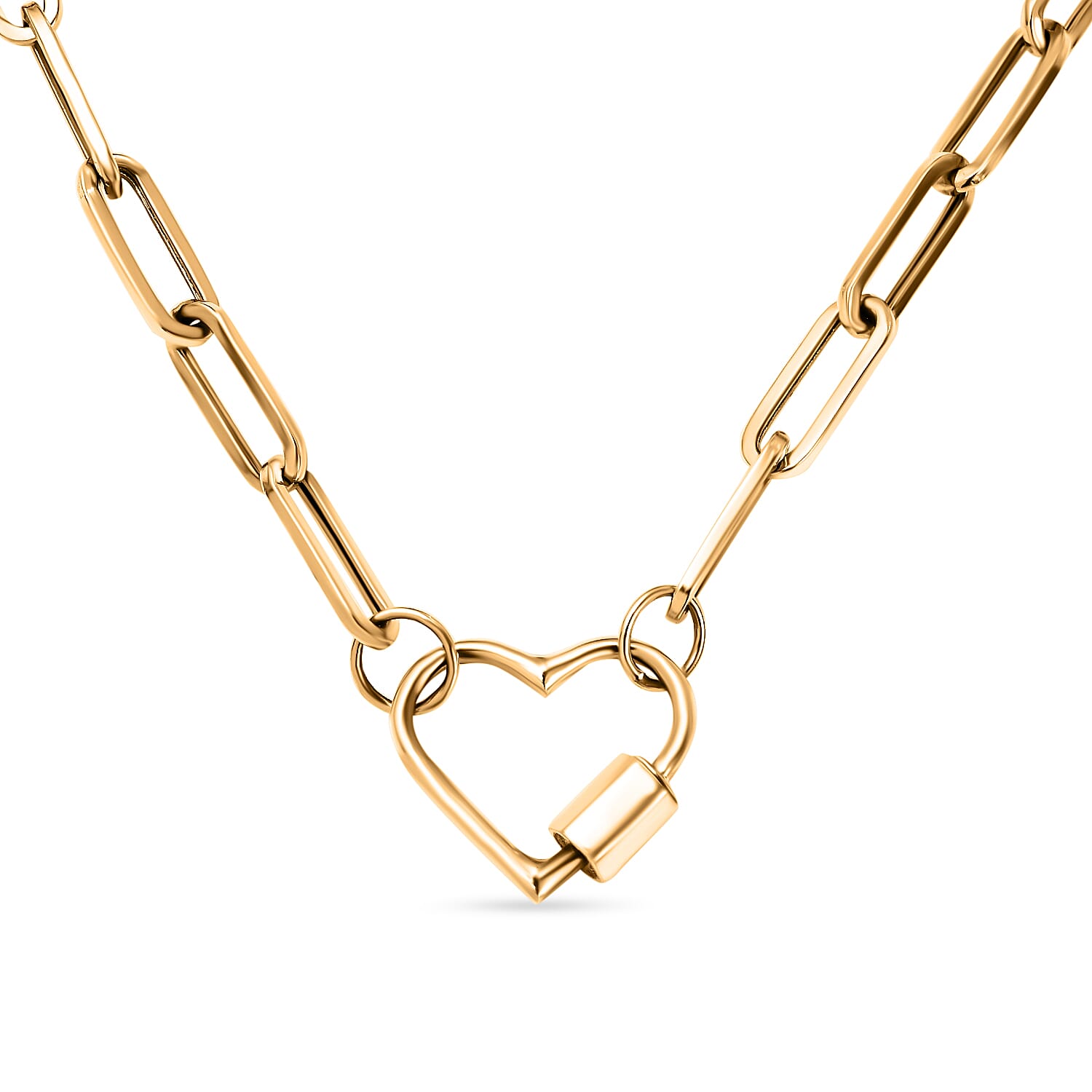 Las Vegas Closeout Deal - 9K Yellow Gold Paper Clip Heart Necklace (Size - 20), Gold Wt. 5.74 Gms