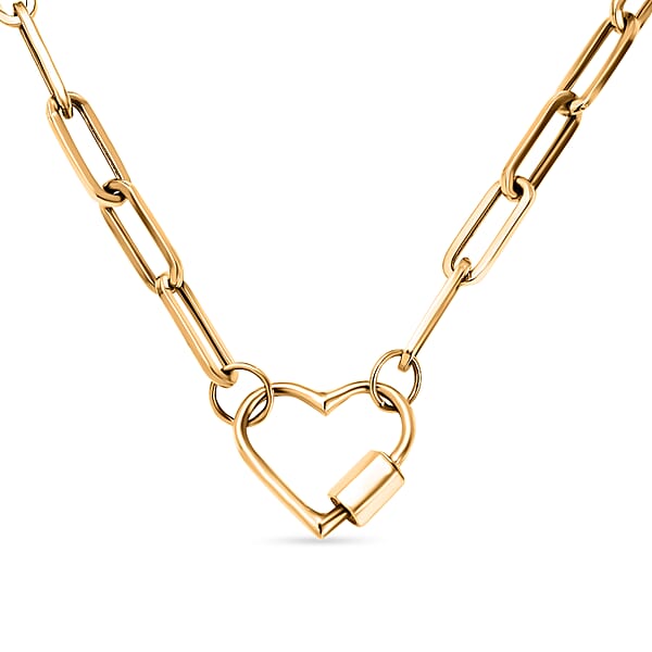 Las Vegas Closeout Deal 9K Yellow Gold Paper Clip Heart Necklace