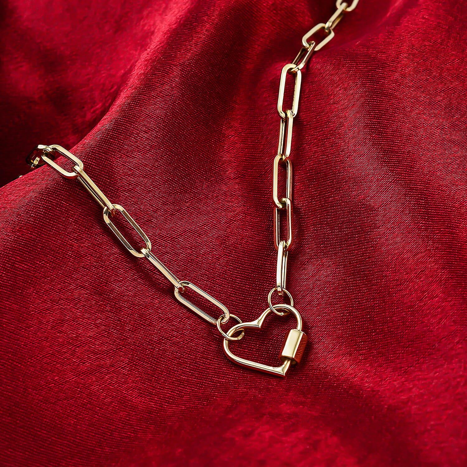 Las Vegas Closeout Deal - 9K Yellow Gold Paper Clip Heart Necklace (Size - 20), Gold Wt. 5.74 Gms