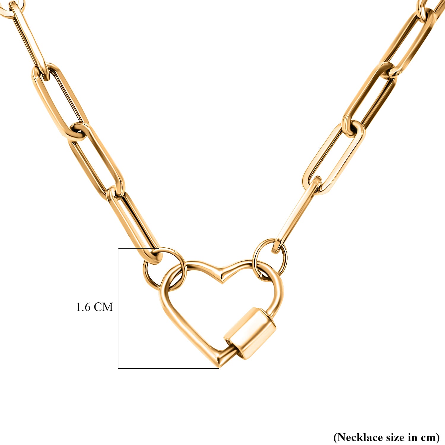 Las Vegas Closeout Deal - 9K Yellow Gold Paper Clip Heart Necklace (Size - 20), Gold Wt. 5.74 Gms