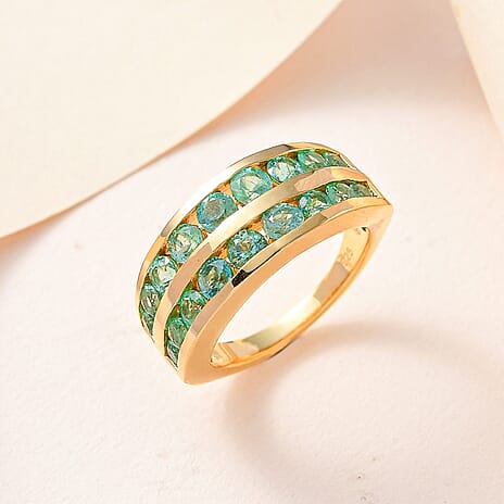 AAA Gemfields Emerald Ring in 18K Vermeil Yellow Gold Plated Sterling Silver 1.70 Ct, Silver Wt 5.15 Gms