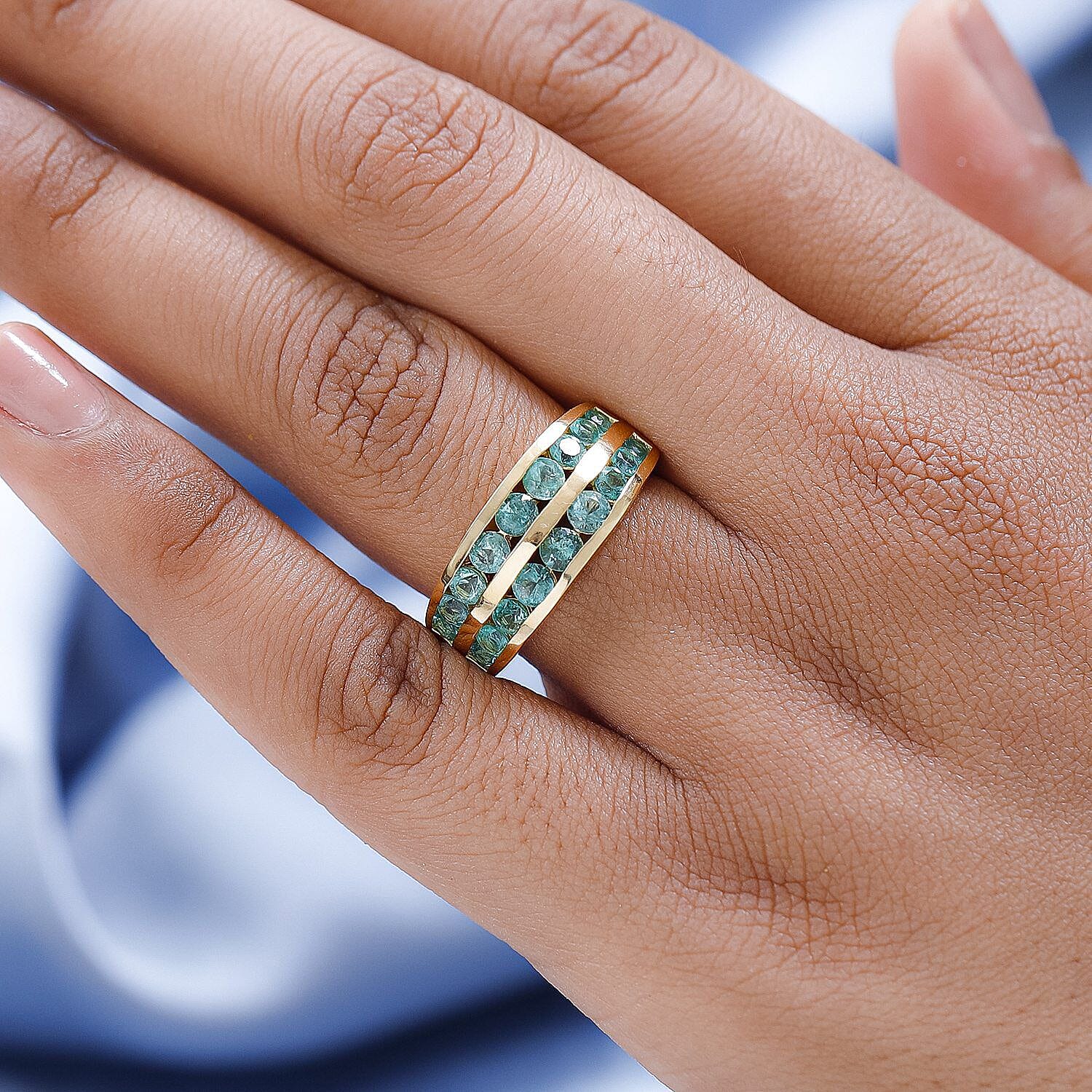 AAA Gemfields Emerald Ring in 18K Vermeil Yellow Gold Plated Sterling Silver 1.70 Ct, Silver Wt 5.15 Gms