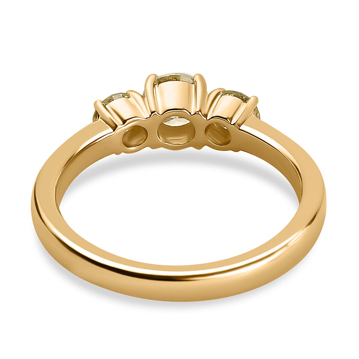 14K Yellow Gold SGL Certified (I1) Natural Yellow Diamond 3 Stone Ring 1.00 Ct