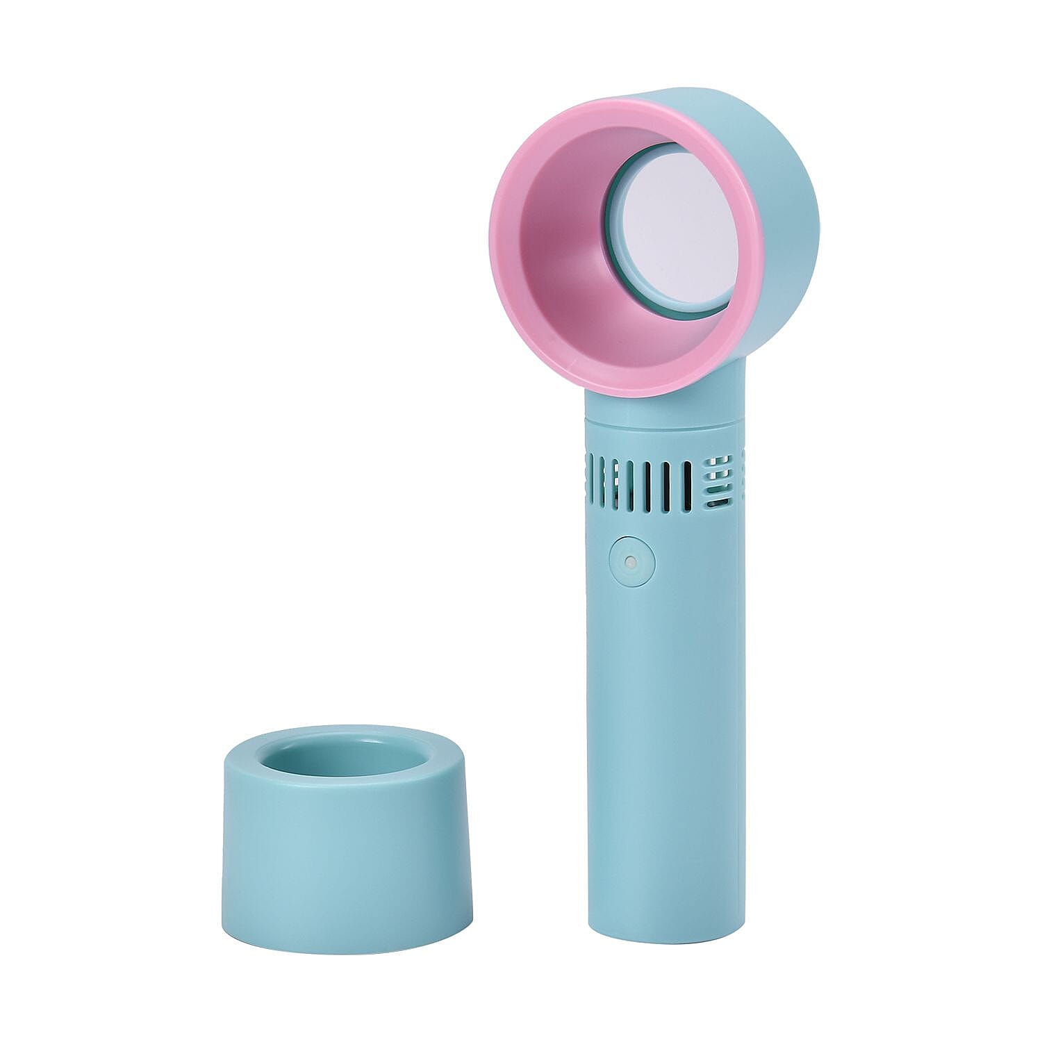 Rechargable Super Quiet Bladless Fan with 3 Wind Speeds, upto 10HRS Run Time - Turquoise and Pink