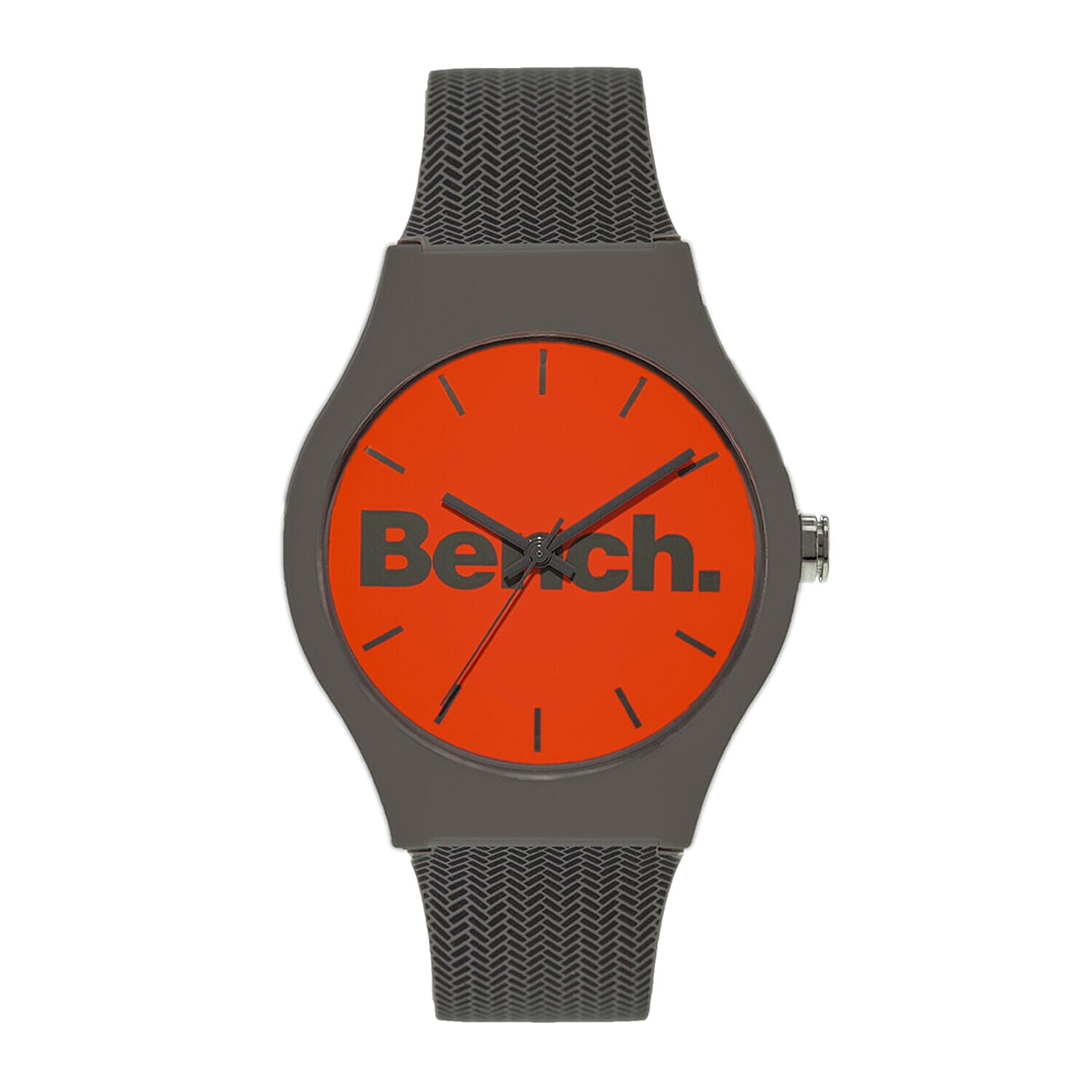 One Time Closeout Deal BENCH Orange Dial 3 ATM Water Resistant Watch with Grey Colour Silicone Strap