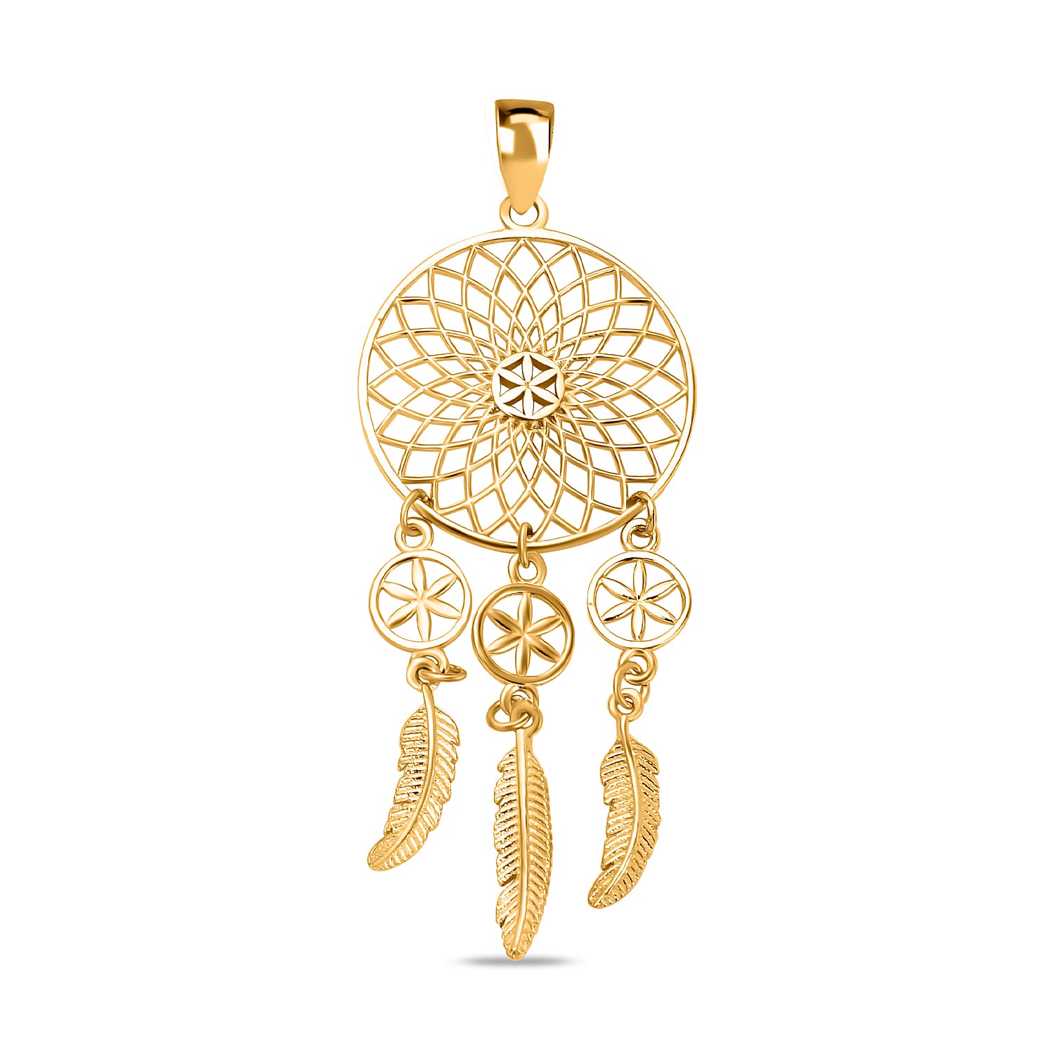 ITALIAN Made 9K Yellow Gold Dream Catcher Pendant