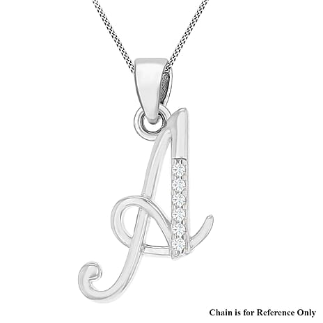 Cubic Zirconia  Pendant in Rhodium Overlay Sterling Silver 0.01 ct  0.005  Ct.