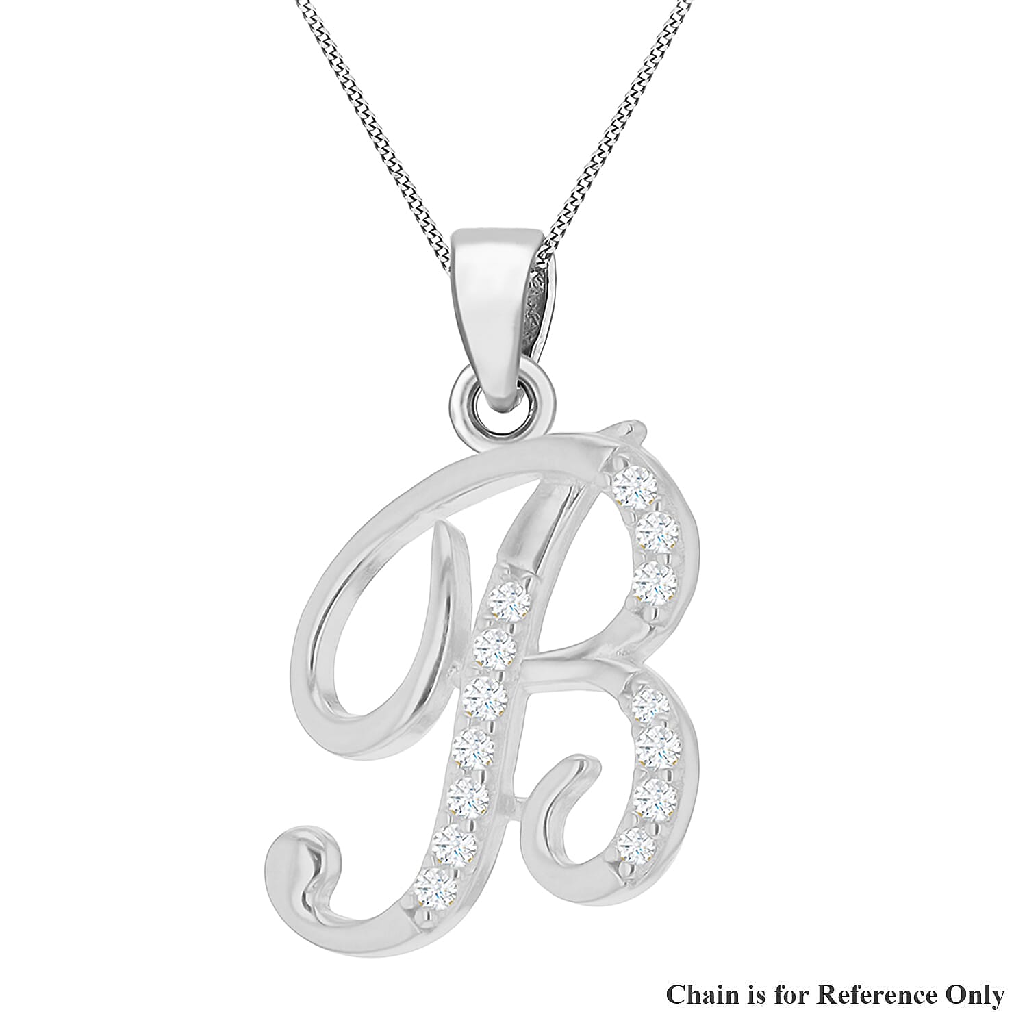 Cubic Zirconia  Pendant in Rhodium Overlay Sterling Silver 0.02 ct  0.016  Ct.