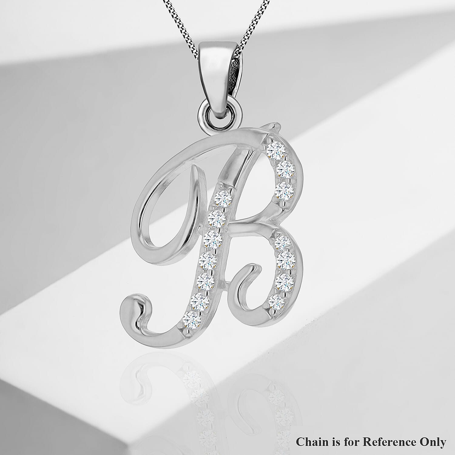 Cubic Zirconia  Pendant in Rhodium Overlay Sterling Silver 0.02 ct  0.016  Ct.