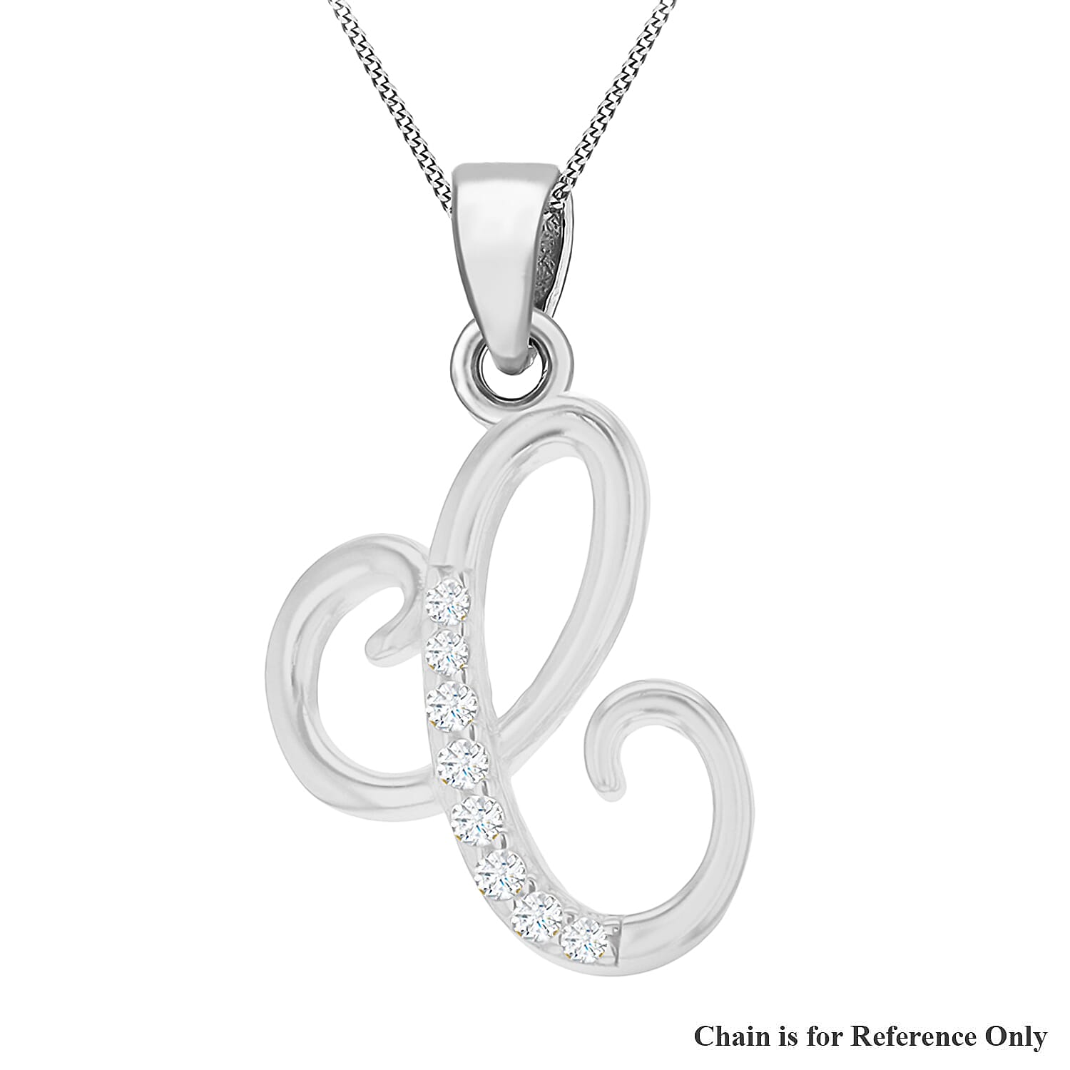 Cubic Zirconia  Pendant in Rhodium Overlay Sterling Silver 0.12 ct  0.115  Ct.