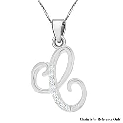 Cubic Zirconia  Pendant in Rhodium Overlay Sterling Silver 0.12 ct  0.115  Ct.