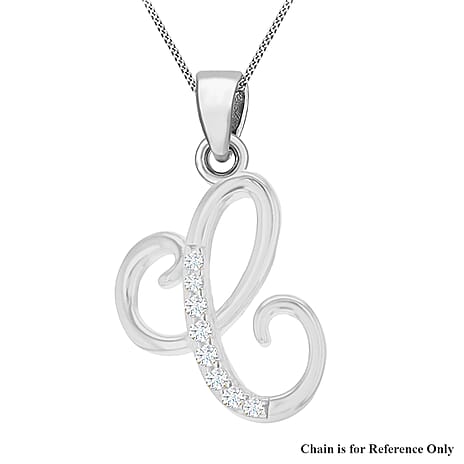 Cubic Zirconia  Pendant in Rhodium Overlay Sterling Silver 0.12 ct  0.115  Ct.