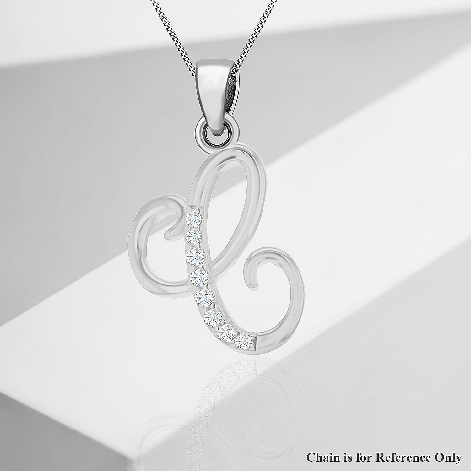 Cubic Zirconia  Pendant in Rhodium Overlay Sterling Silver 0.12 ct  0.115  Ct.