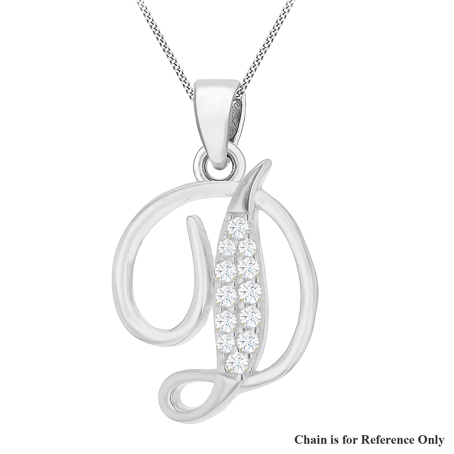 Cubic Zirconia  Pendant in Rhodium Overlay Sterling Silver 0.02 ct  0.016  Ct.