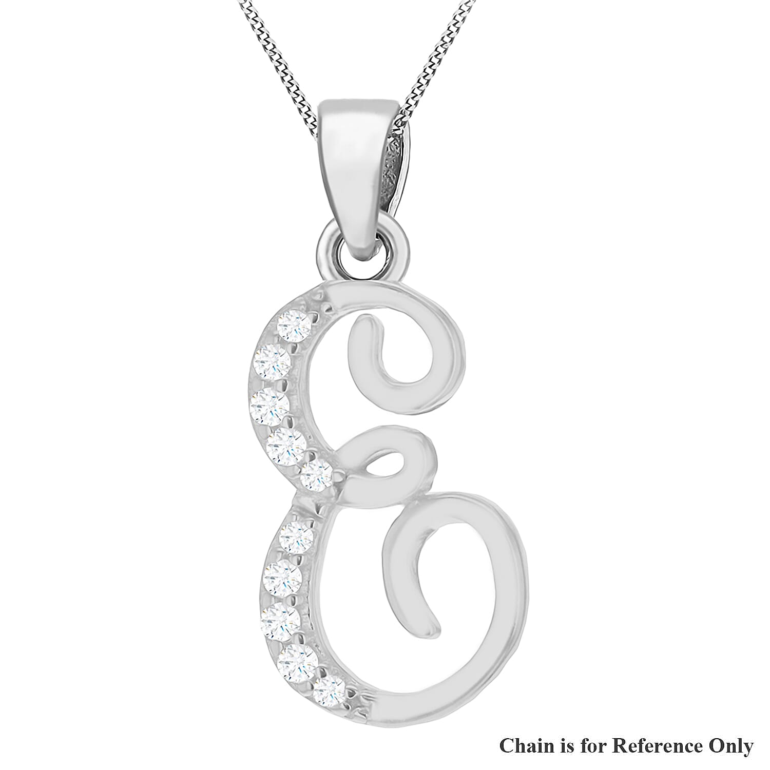 Cubic Zirconia  Pendant in Rhodium Overlay Sterling Silver 0.02 ct  0.016  Ct.