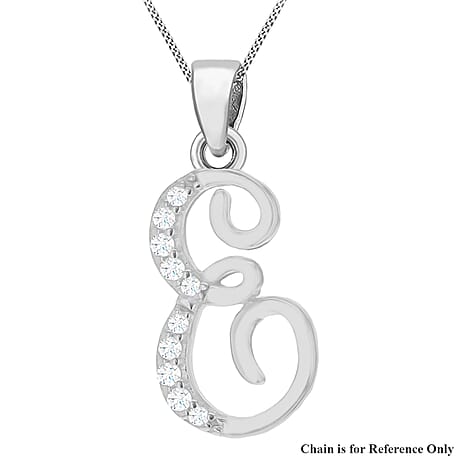 Cubic Zirconia  Pendant in Rhodium Overlay Sterling Silver 0.02 ct  0.016  Ct.
