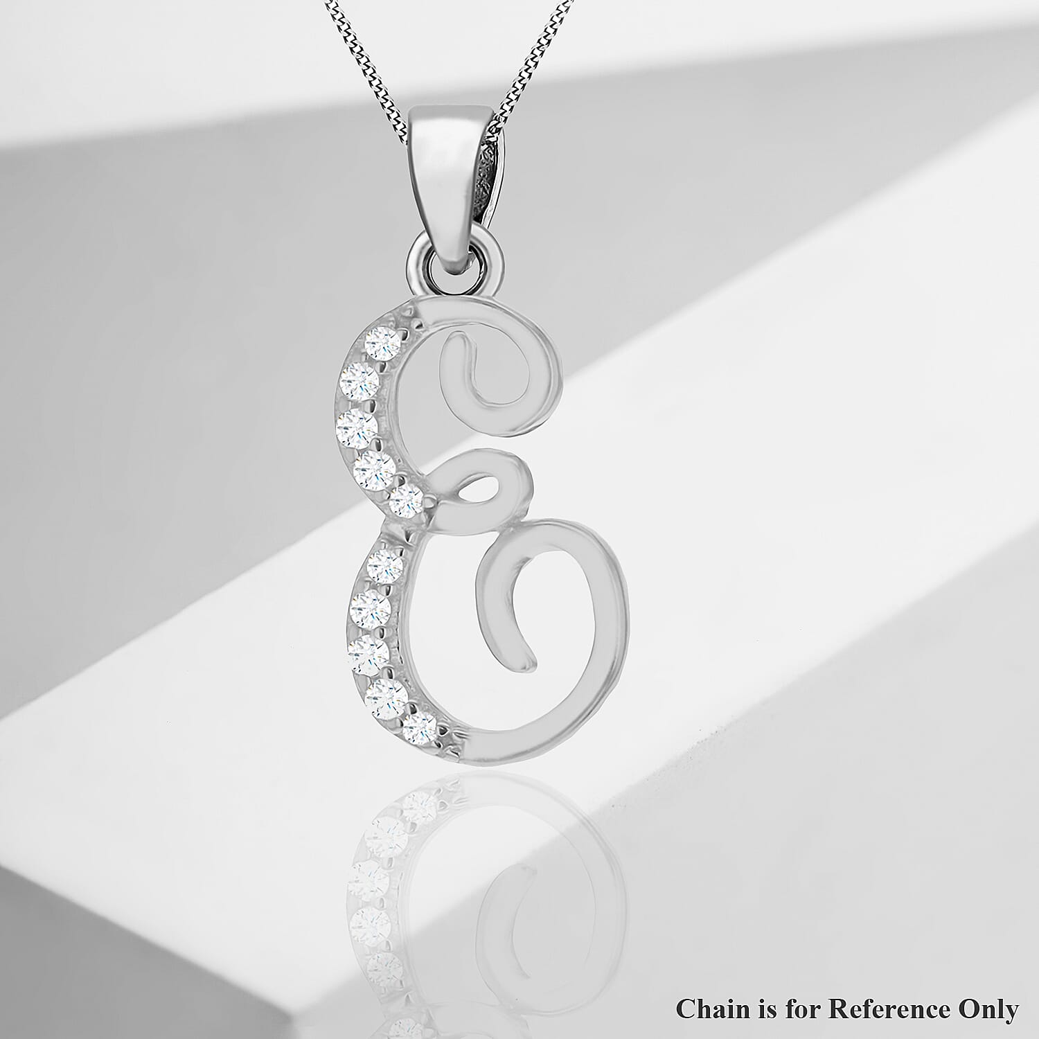 Cubic Zirconia  Pendant in Rhodium Overlay Sterling Silver 0.02 ct  0.016  Ct.