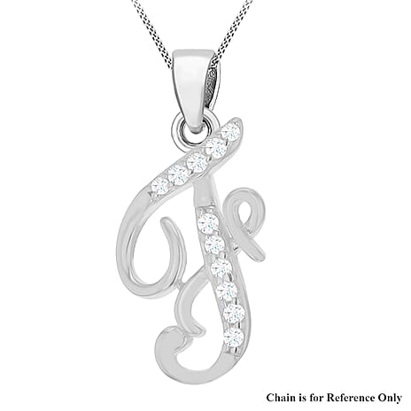 Cubic Zirconia  Pendant in Rhodium Overlay Sterling Silver 0.02 ct  0.016  Ct.