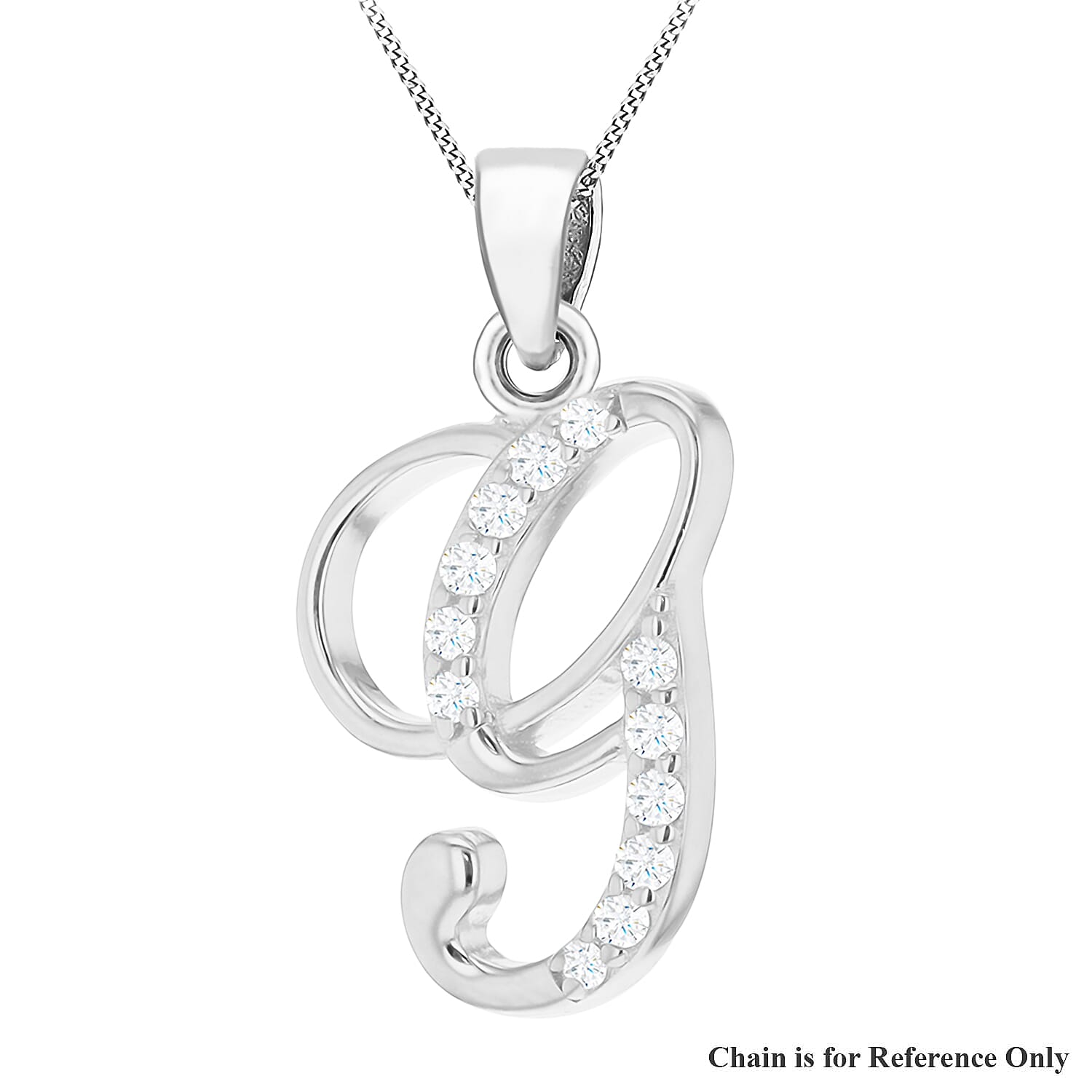Cubic Zirconia  Pendant in Rhodium Overlay Sterling Silver 0.02 ct  0.022  Ct.