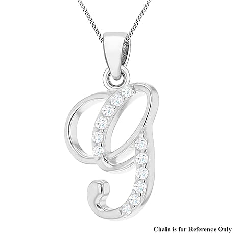 Cubic Zirconia  Pendant in Rhodium Overlay Sterling Silver 0.02 ct  0.022  Ct.