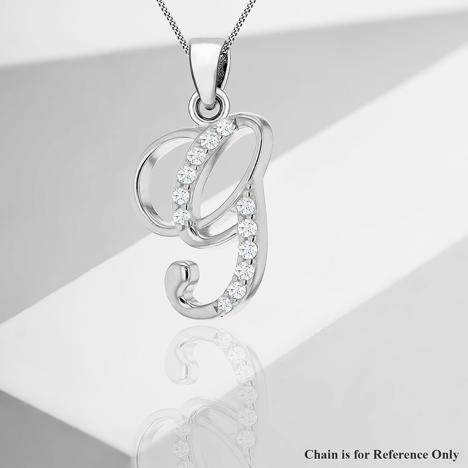 Cubic Zirconia  Pendant in Rhodium Overlay Sterling Silver 0.02 ct  0.022  Ct.