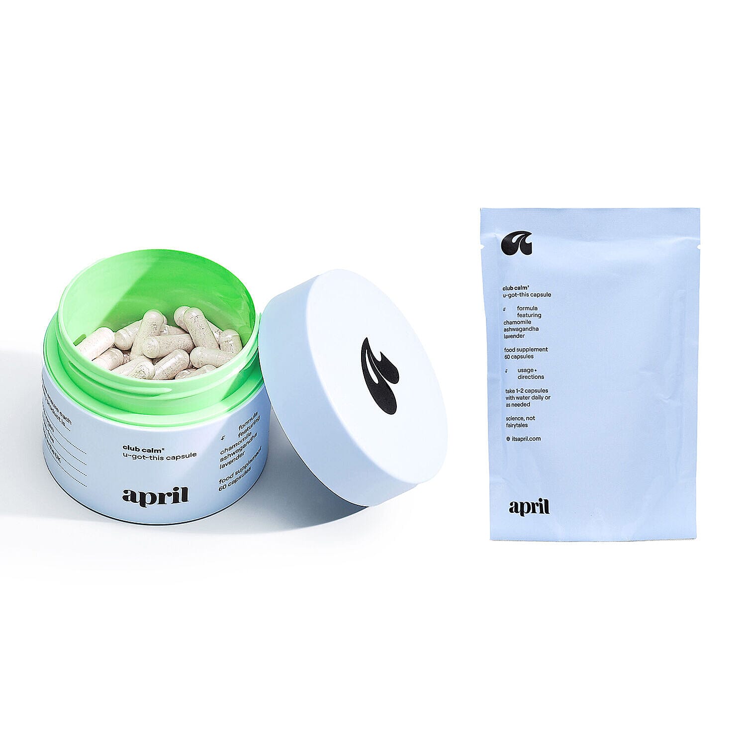 April Supplements- Club Calm Bundle (Incl. (Incl. Pot with Refill Pouch 60 capsules each)