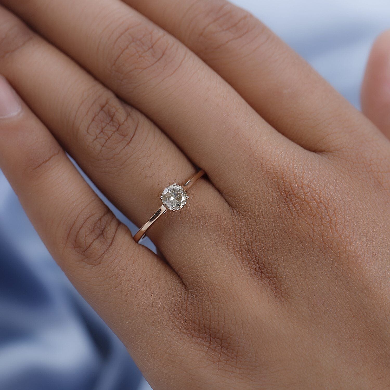 9K Rose Gold SGL Certified Champagne Diamond Solitaire Ring 0.50 Ct