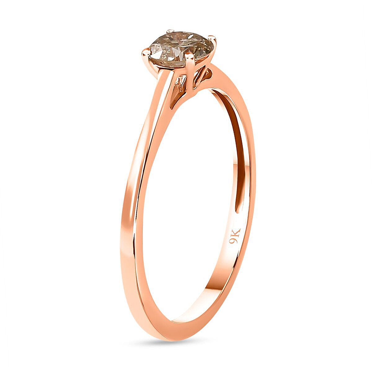 9K Rose Gold SGL Certified Champagne Diamond Solitaire Ring 0.50 Ct