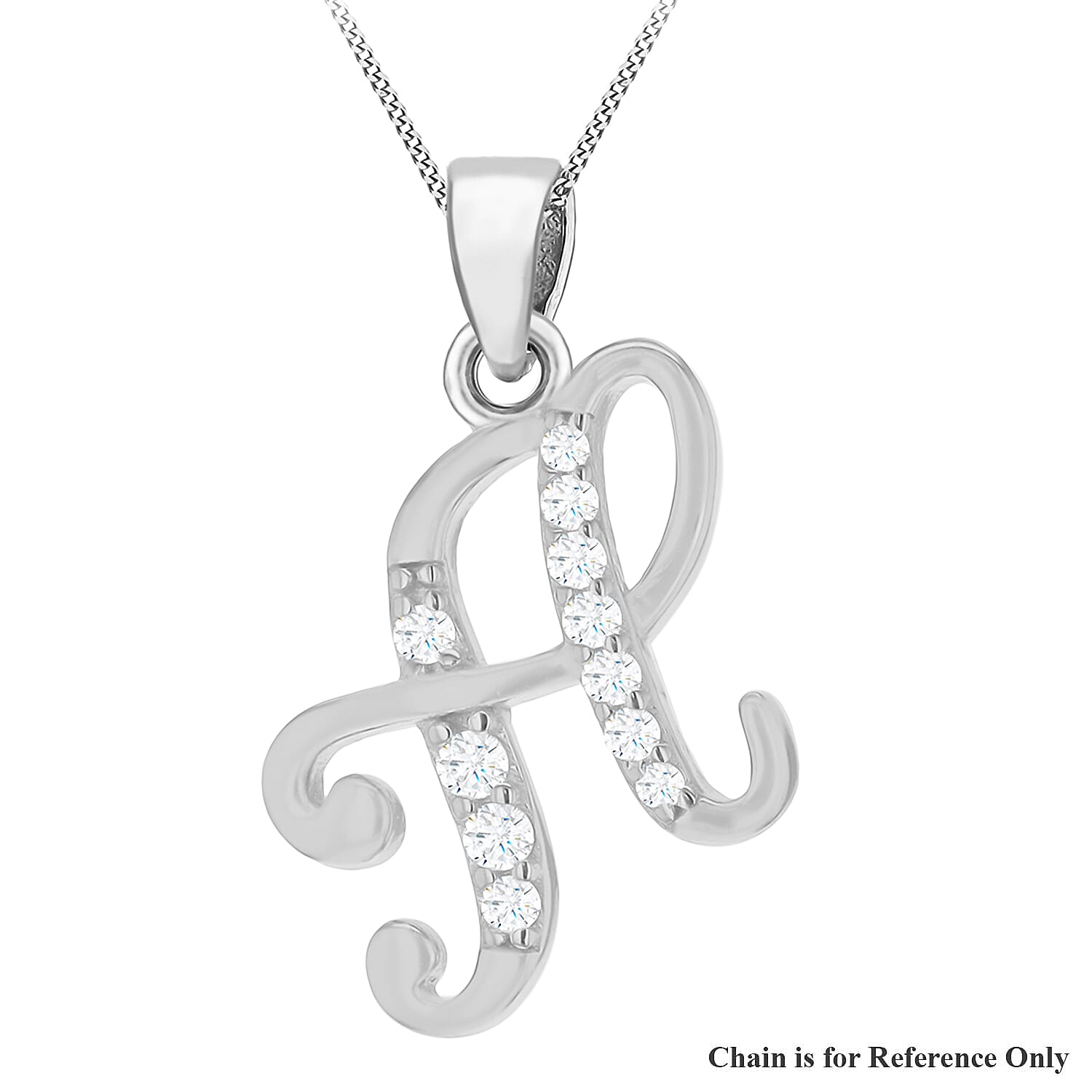 Cubic Zirconia  Pendant in Rhodium Overlay Sterling Silver 0.02 ct  0.021  Ct.