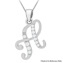 Cubic Zirconia  Pendant in Rhodium Overlay Sterling Silver 0.02 ct  0.021  Ct.