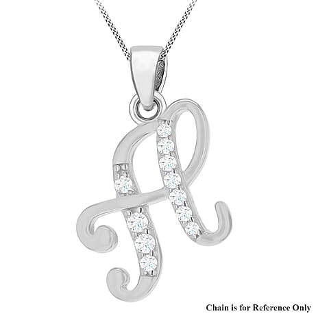Cubic Zirconia  Pendant in Rhodium Overlay Sterling Silver 0.02 ct  0.021  Ct.