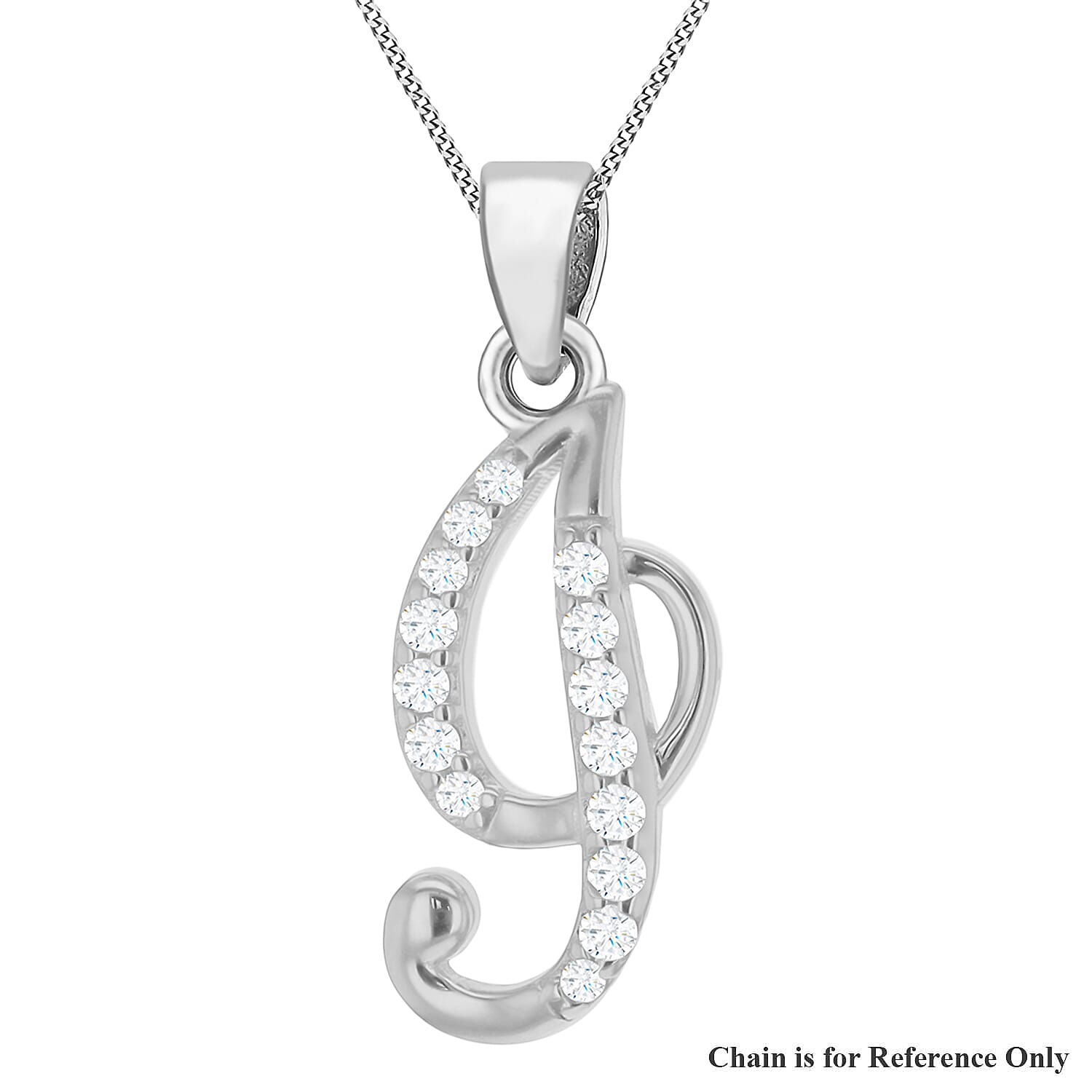 Cubic Zirconia  Pendant in Rhodium Overlay Sterling Silver 0.02 ct  0.016  Ct.