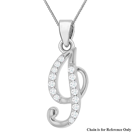 Cubic Zirconia  Pendant in Rhodium Overlay Sterling Silver 0.02 ct  0.016  Ct.