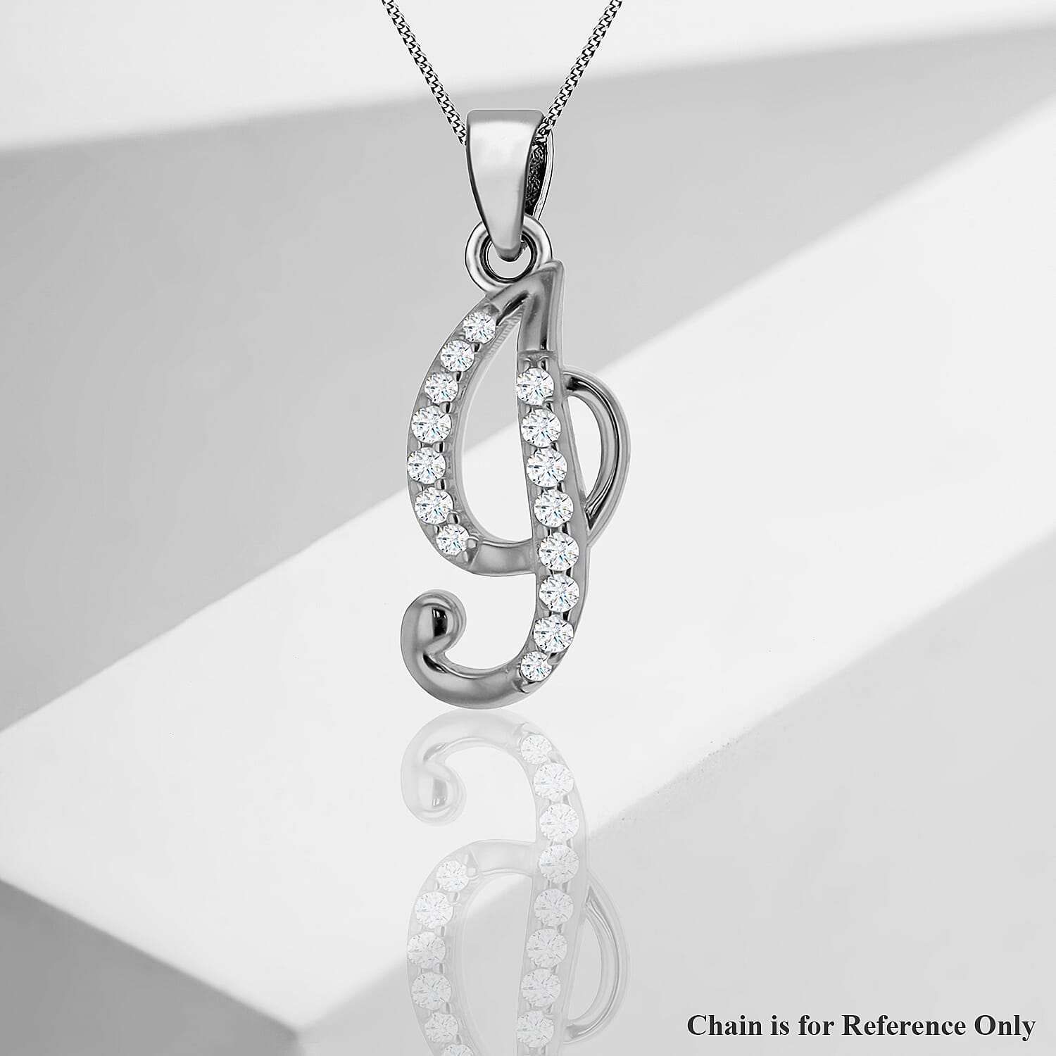 Cubic Zirconia  Pendant in Rhodium Overlay Sterling Silver 0.02 ct  0.016  Ct.