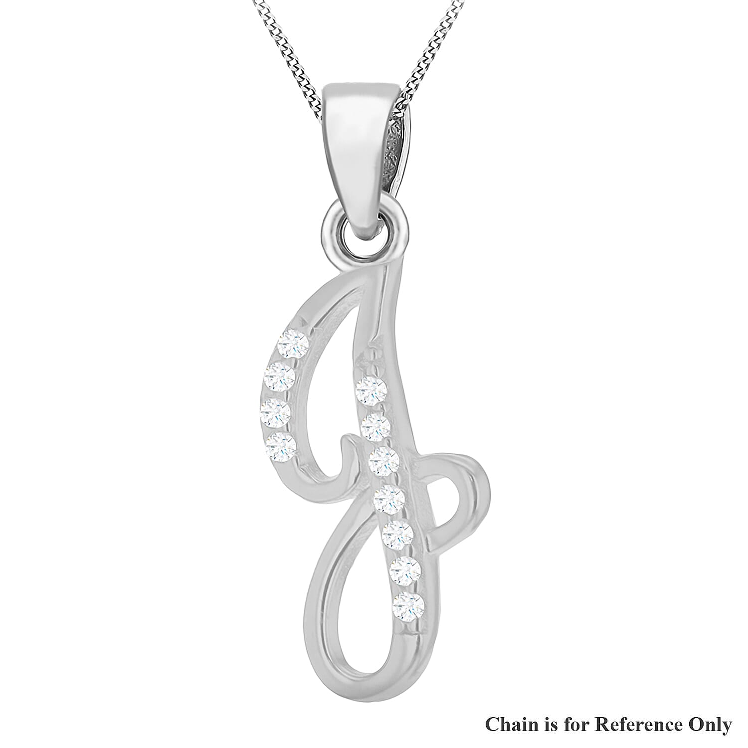 Cubic Zirconia  Pendant in Rhodium Overlay Sterling Silver 0.01 ct  0.005  Ct.