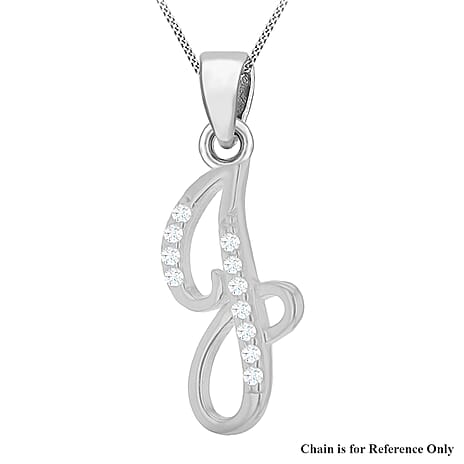 Cubic Zirconia  Pendant in Rhodium Overlay Sterling Silver 0.01 ct  0.005  Ct.