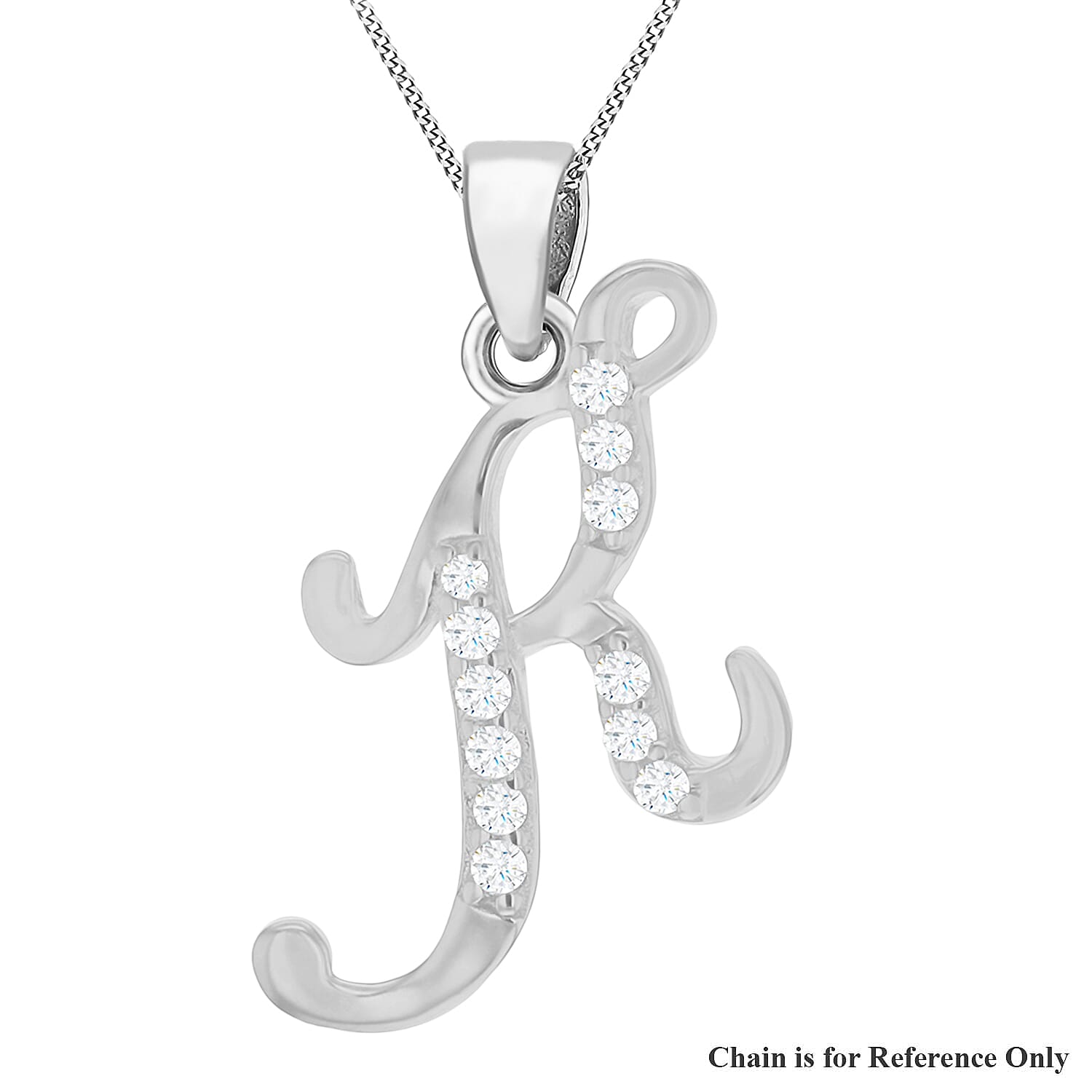 Cubic Zirconia  Pendant in Rhodium Overlay Sterling Silver 0.02 ct  0.016  Ct.