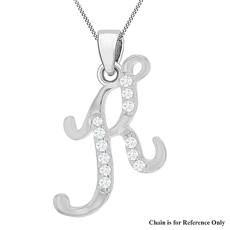Cubic Zirconia  Pendant in Rhodium Overlay Sterling Silver 0.02 ct  0.016  Ct.