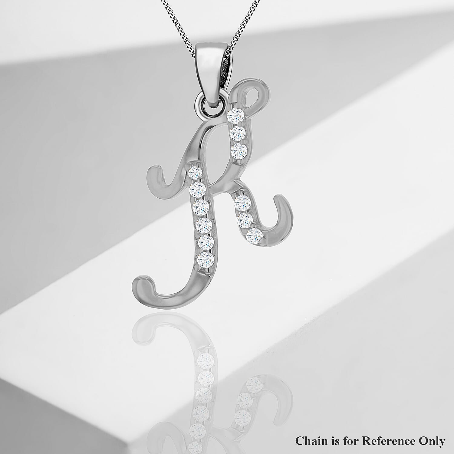 Cubic Zirconia  Pendant in Rhodium Overlay Sterling Silver 0.02 ct  0.016  Ct.