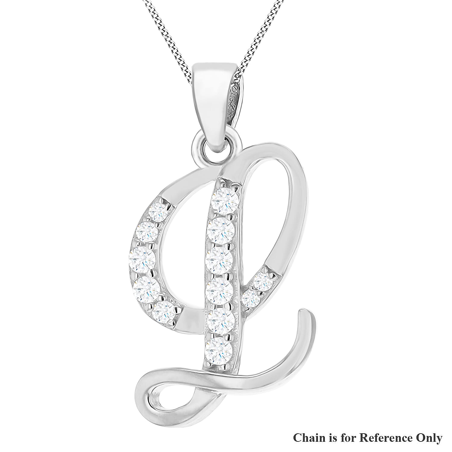 Cubic Zirconia  Pendant in Rhodium Overlay Sterling Silver 0.04 ct  0.039  Ct.