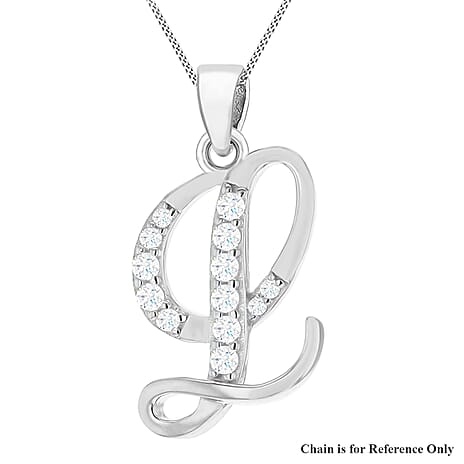 Cubic Zirconia  Pendant in Rhodium Overlay Sterling Silver 0.04 ct  0.039  Ct.