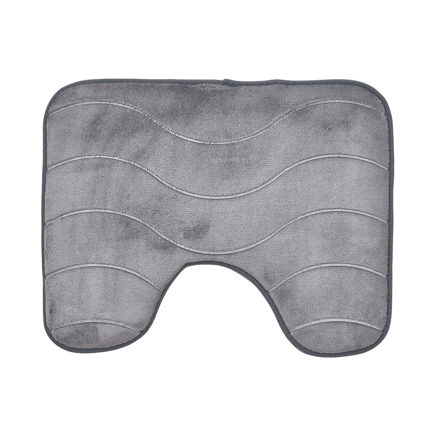 Set of 2 Extra Strong Anti-Slip Bathmat and Toilet Rug - Grey