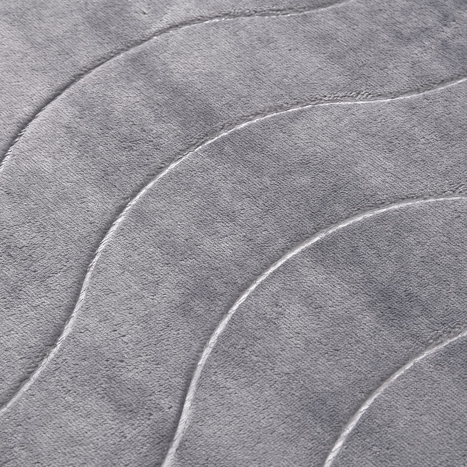 Set of 2 Extra Strong Anti-Slip Bathmat and Toilet Rug - Grey