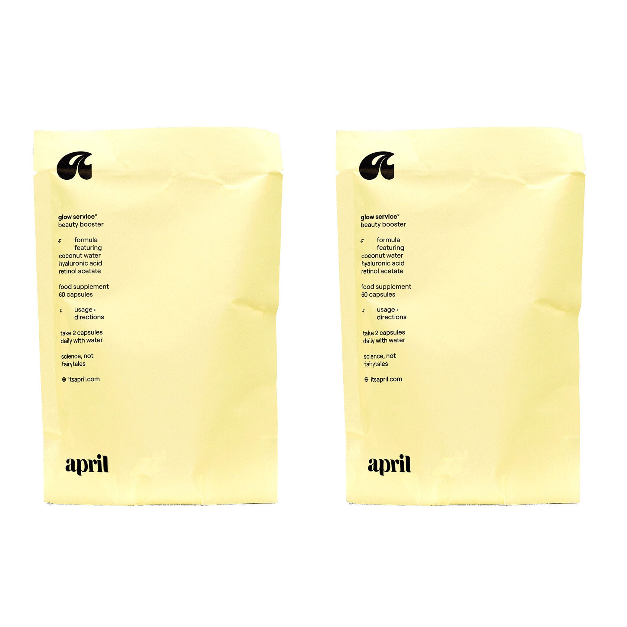 April Supplements Glow Service Skincare Beauty Booster Refill Paper Pouch 60 Capsules Duo