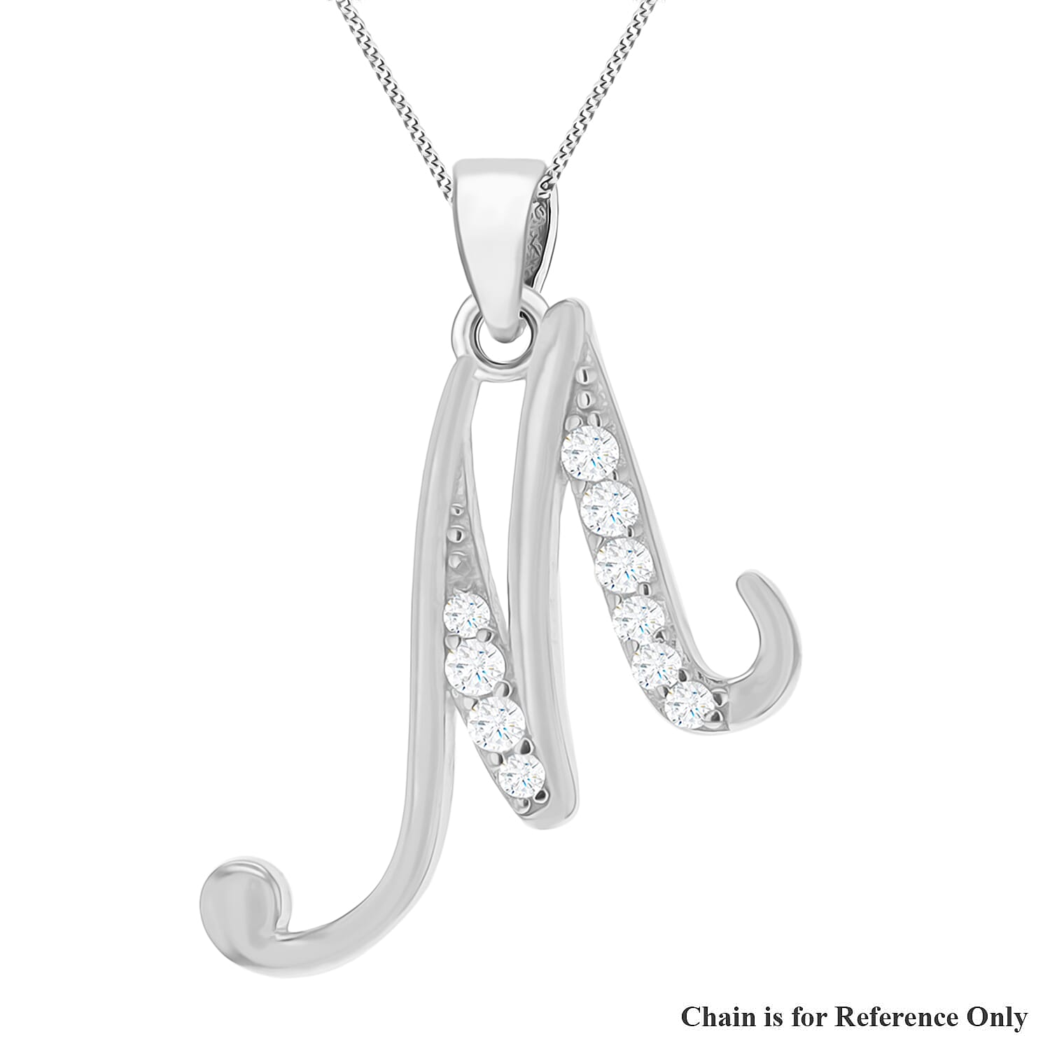 Cubic Zirconia  Pendant in Rhodium Overlay Sterling Silver 0.03 ct  0.034  Ct.