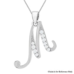 Cubic Zirconia  Pendant in Rhodium Overlay Sterling Silver 0.03 ct  0.034  Ct.