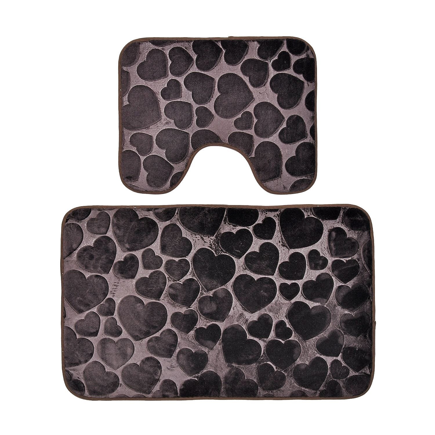 Set of 2 Extra Strong Anti-Slip Bathmat and Toilet Rug - Coffee
