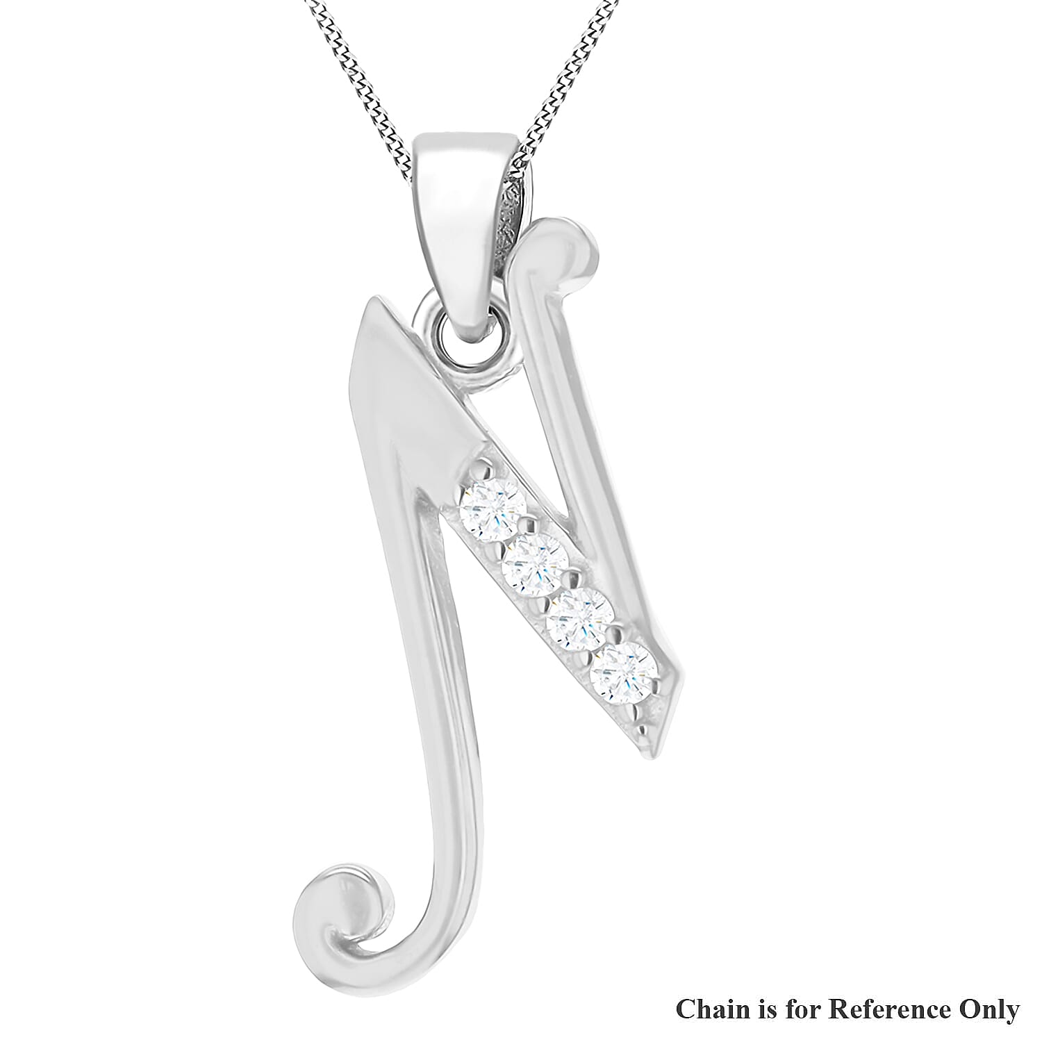 Cubic Zirconia  Pendant in Rhodium Overlay Sterling Silver 0.02 ct  0.023  Ct.