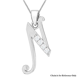 Cubic Zirconia  Pendant in Rhodium Overlay Sterling Silver 0.02 ct  0.023  Ct.