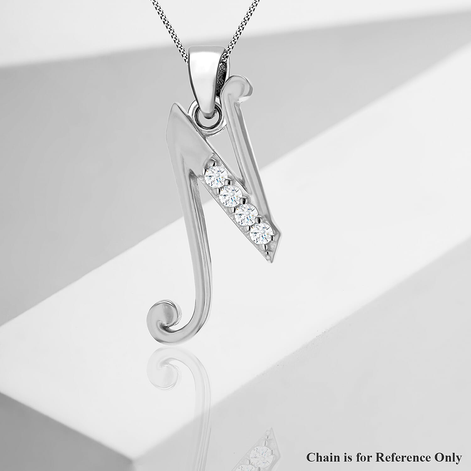 Cubic Zirconia  Pendant in Rhodium Overlay Sterling Silver 0.02 ct  0.023  Ct.